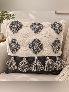 Summer & Rose Pillow with Tassels Decorative Pillow